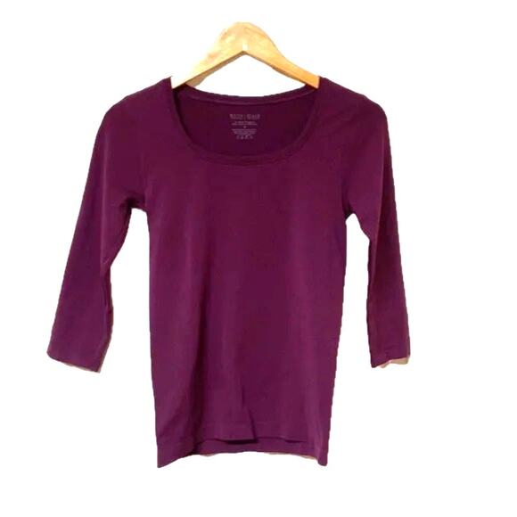 WHBM Burgundy Merlot 3/4 Sleeve Essential Seamless Tee Size Small  πβ¨π· - Picture 6 of 9